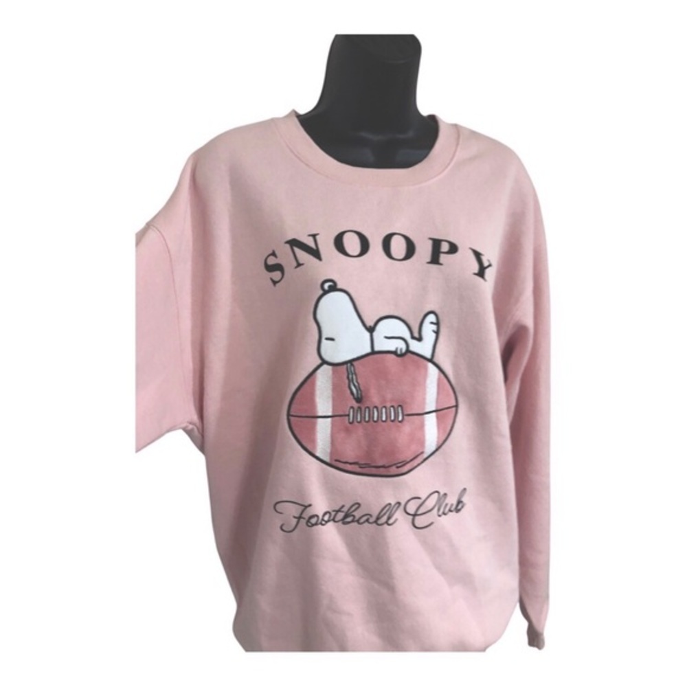 Peanut’s Snoopy football club graphic print pink sweatshirt‎ size medium new - Picture 5 of 15